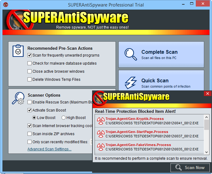 ����� SuperAntiSpyware Professional 6.0: ������ � �������� �������