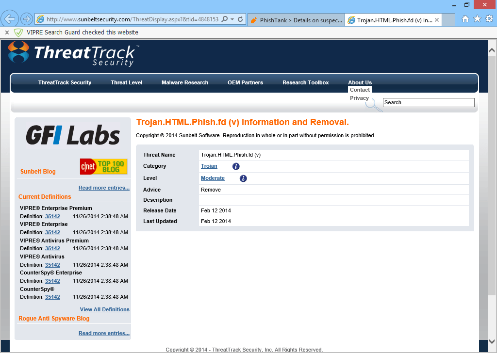 ����� ThreatTrack Vipre Antivirus 2015: ����������� ������ �� �������
