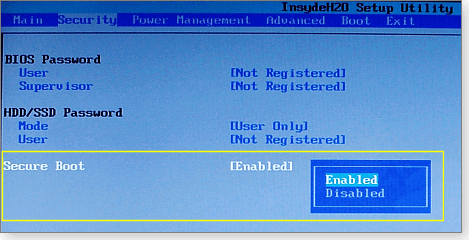 ����� ���������� �������������� ��� Windows: ��������� Secure Boot