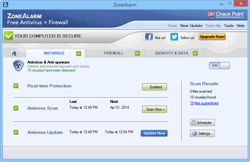 ����� Zone Alarm Free Antivirus + Firewall 2015: ���������