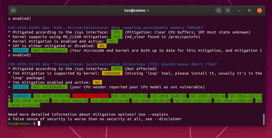 Spectre & Meltdown Checker